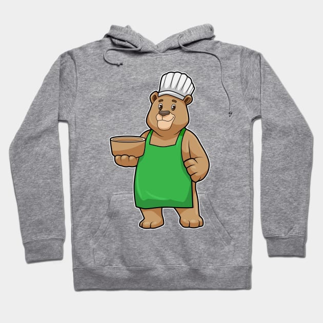 Bear as Cook with Cooking apron & Wooden bowl Hoodie by Markus Schnabel